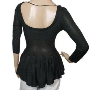 Philosophy Republic Womens Black green Peplum Top long sleeve deep low back XS